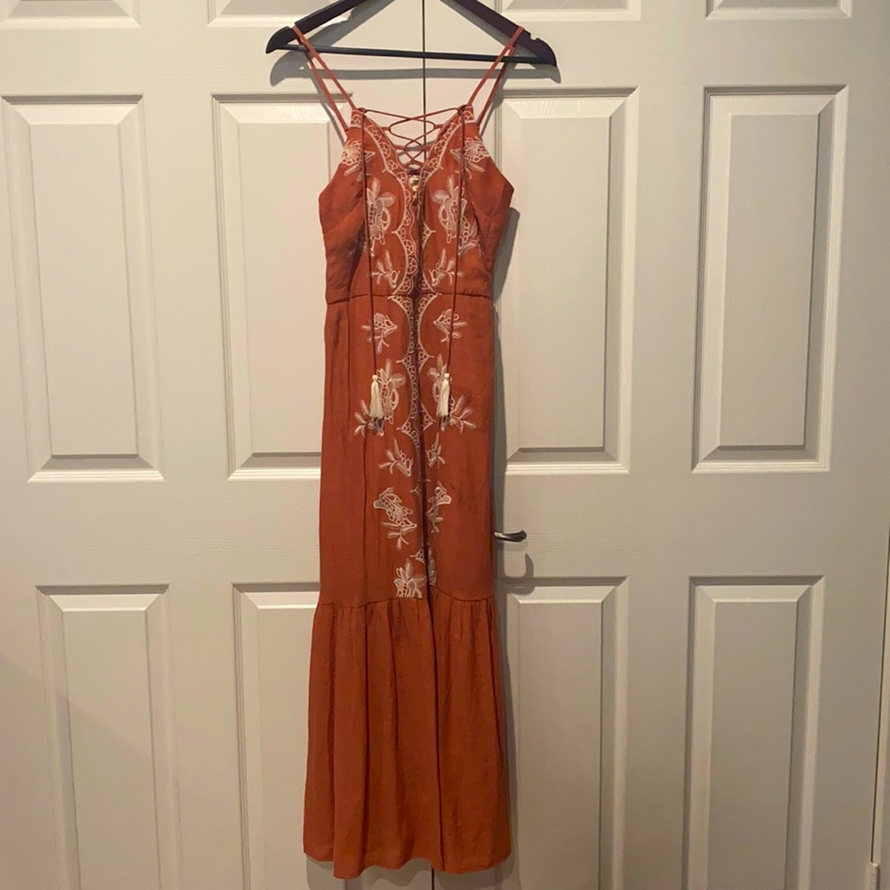 Embroidered linen dress